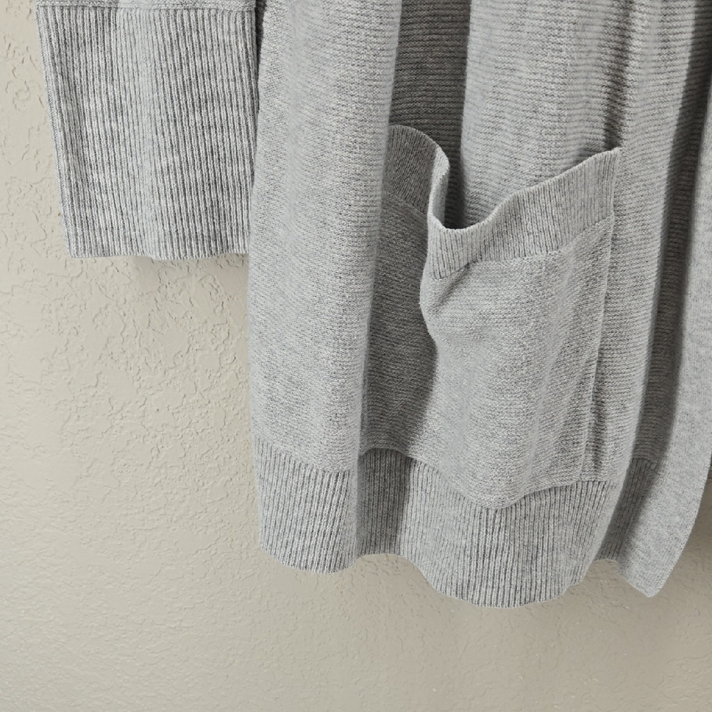 GAP Light Gray Open-Front Ribbed Cardigan Size Large - Picture 3 of 6